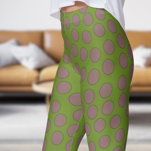 Legging Padrão de Bolinhas de Drab Verde Gordo (Gorgeous Olive Drab Polka Dot Pattern Leggings)