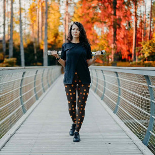 Legging Padrão de Bolinhas do Halloween