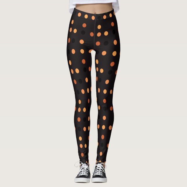 Legging Padrão de Bolinhas do Halloween (Frente)