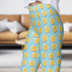 Legging Padrão de Bolinhas na moda azul e Ouro amarelo