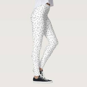 Legging Padrão de Bolinhas Natal Feriado Branco Preto