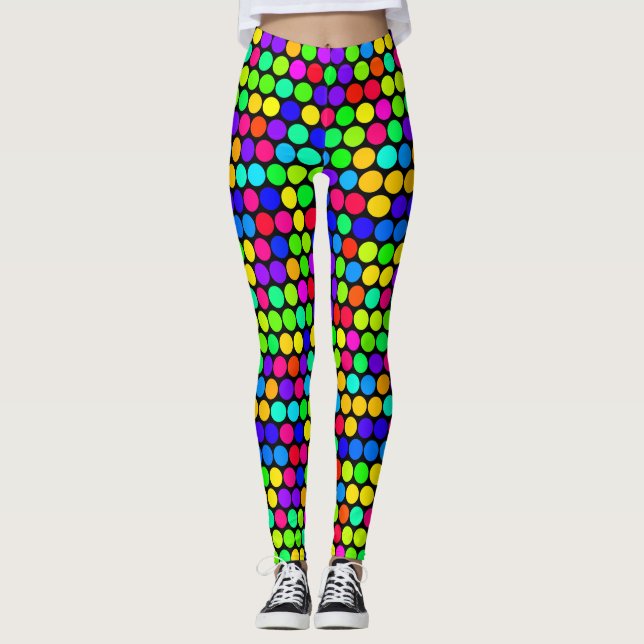 Legging Padrão de Bolinhas Neon Vibrante (Frente)