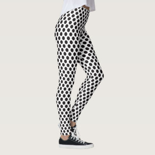 Legging Padrão de Bolinhas Preto e Branco Clássico Elegant