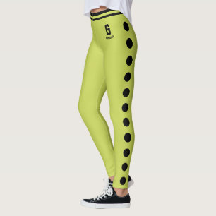 Legging Padrão de bolinhas preto e verde-maçã personalizad