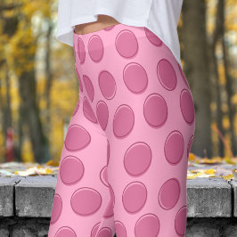 Legging Padrão de Bolinhas Rosa Moderno