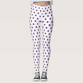 Legging Padrão de Bolinhas Roxo Branco Chic