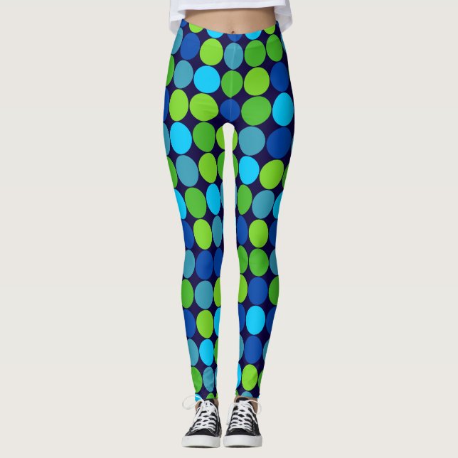 Legging Padrão de Bolinhas Verde Azul Socialite (Frente)