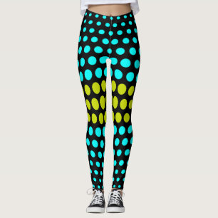 Legging Padrão de bolinhas verde e aqua