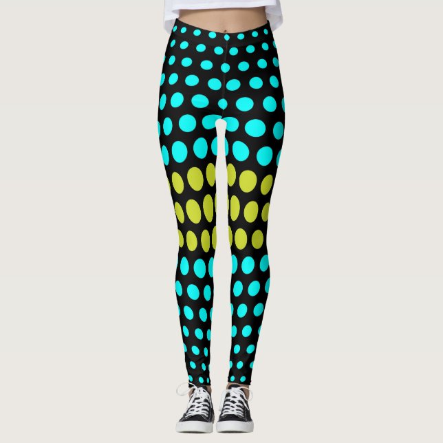 Legging Padrão de bolinhas verde e aqua (Frente)