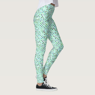 Legging Padrão de Bolinhas Verde e Azul