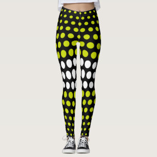 Legging Padrão de Bolinhas Verde e Branco