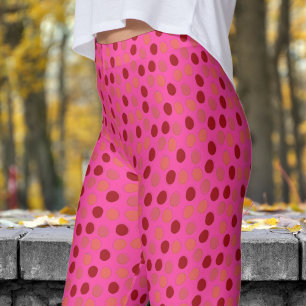 Legging Padrão de Bolinhas Vermelha e Rosa Bonbon Vibrante
