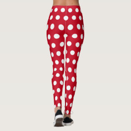 Legging Padrão de Bolinhas Vermelho e Branco