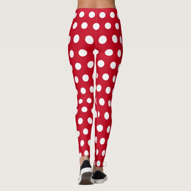 Legging Padrão de Bolinhas Vermelho e Branco (Verso)