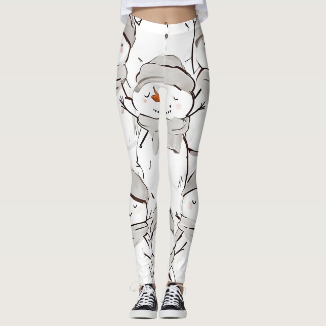 Legging Padrão de boneco de neve (Frente)