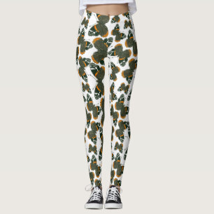 Legging Padrão de borboleta almirante vermelha