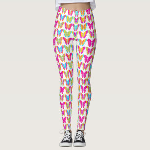 Legging Padrão de borboleta arco-íris multicolorido giro-c
