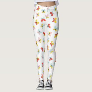 Legging Padrão de Borboleta e Floral