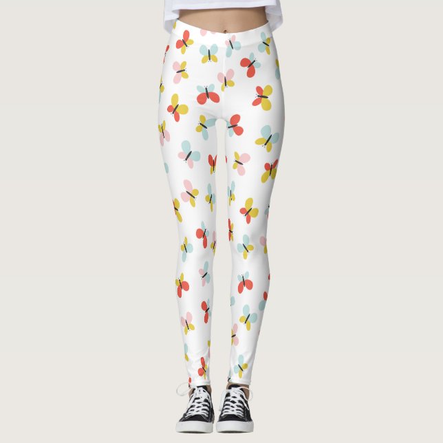 Legging Padrão de Borboleta e Floral (Frente)