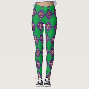 Legging Padrão de Borboleta Mardi Gras Harlequin
