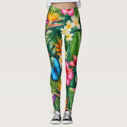 Legging Padrão de Borboleta Tropical