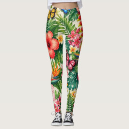 Legging Padrão de Borboleta Tropical