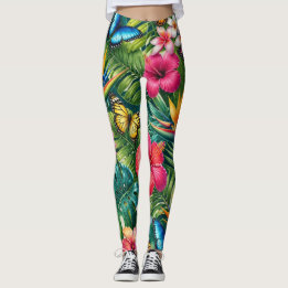 Legging Padrão de Borboleta Tropical