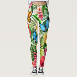 Legging Padrão de Borboleta Tropical