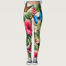 Legging Padrão de Borboleta Tropical