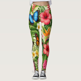 Legging Padrão de Borboleta Tropical