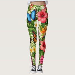 Legging Padrão de Borboleta Tropical