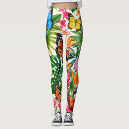 Legging Padrão de Borboleta Tropical