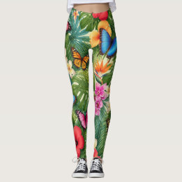 Legging Padrão de Borboleta Tropical