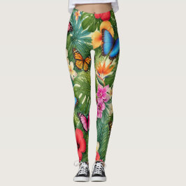 Legging Padrão de Borboleta Tropical