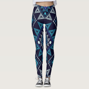 Legging Padrão de Bordado de Boho Étnico Sem Costura
