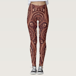 Legging Padrão de bordado de paisley de margarida da Borgo