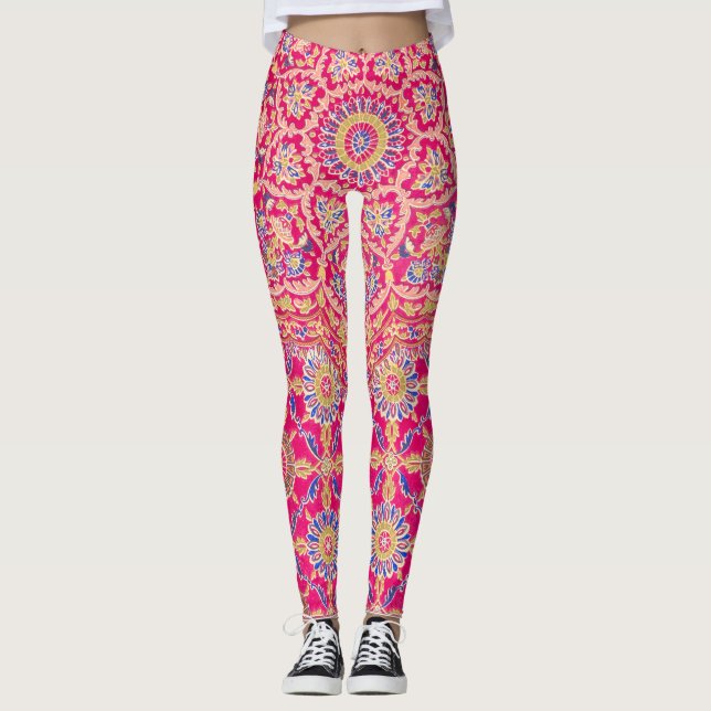 Legging Padrão de bordado indiano venenoso (Frente)