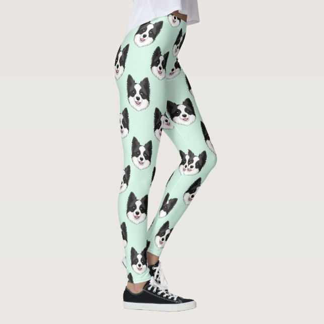 Legging Padrão de Border Collie Amante de Cães Fofos (Direita)
