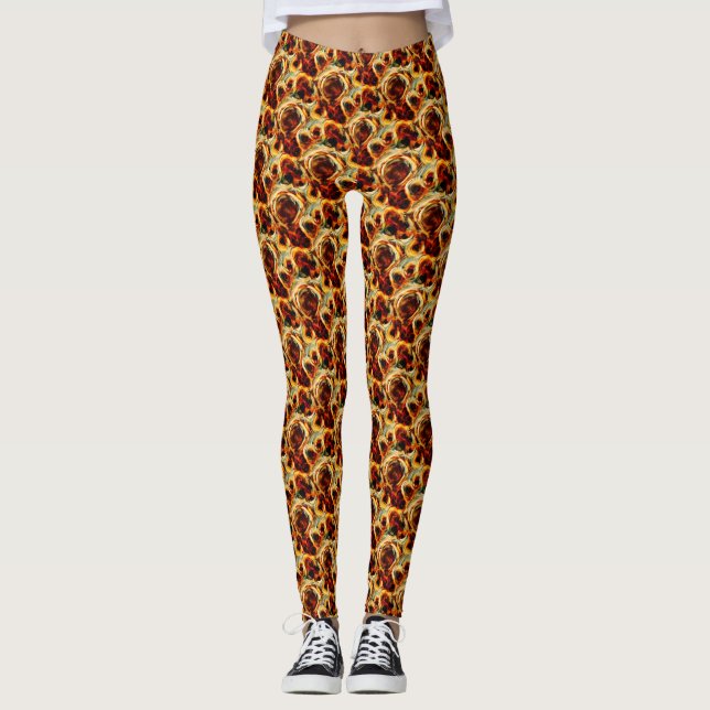 Legging Padrão de borrão contínuo castanho fofo (Frente)