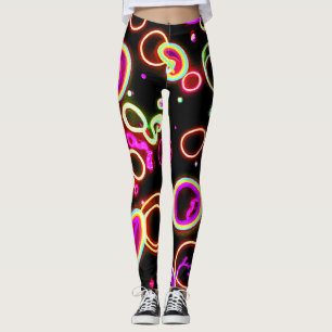 Legging Padrão de brilho de neon vibrante