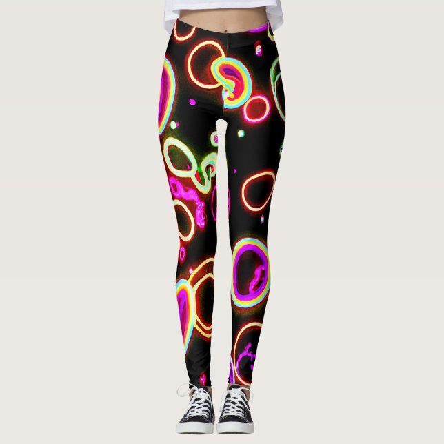 Legging Padrão de brilho de neon vibrante (Frente)
