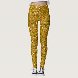 Legging Padrão de brilho do ouro do namorados
