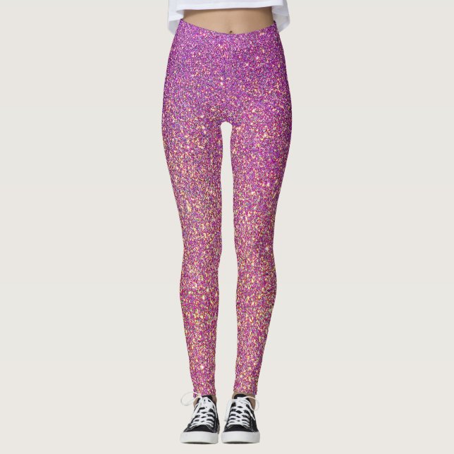 Legging Padrão de Brilho Rosa (Frente)