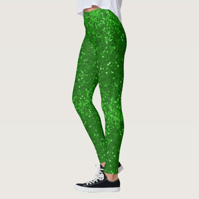 Legging Padrão de brilho verde cintilante (Esquerda)