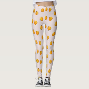 Legging Padrão de cabeça de abóbora laranja