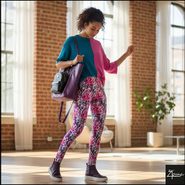 Legging Padrão de Cachorro Lotado com Filtro Roxo Rosa