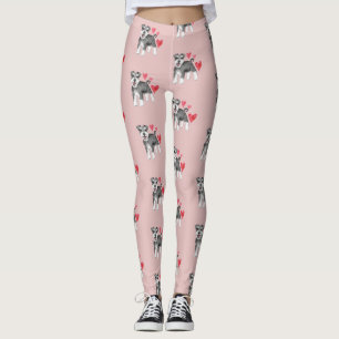 Legging Padrão de Cachorro Miniatura Schnauzer a Rosa