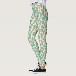 Legging Padrão de Cactus Verde e Rosa