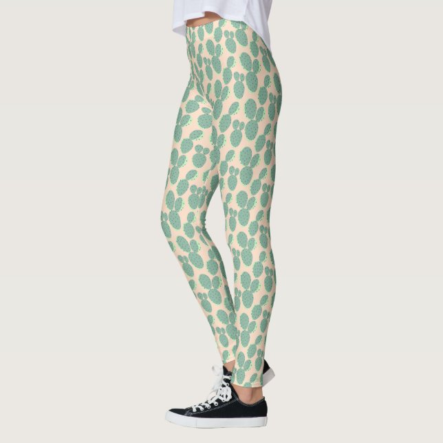 Legging Padrão de Cactus Verde e Rosa (Esquerda)