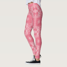 Legging Padrão de Caleidoscópio Rosa e Branco